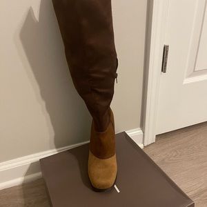 Brown suede chunky heel boots size 8 1/2